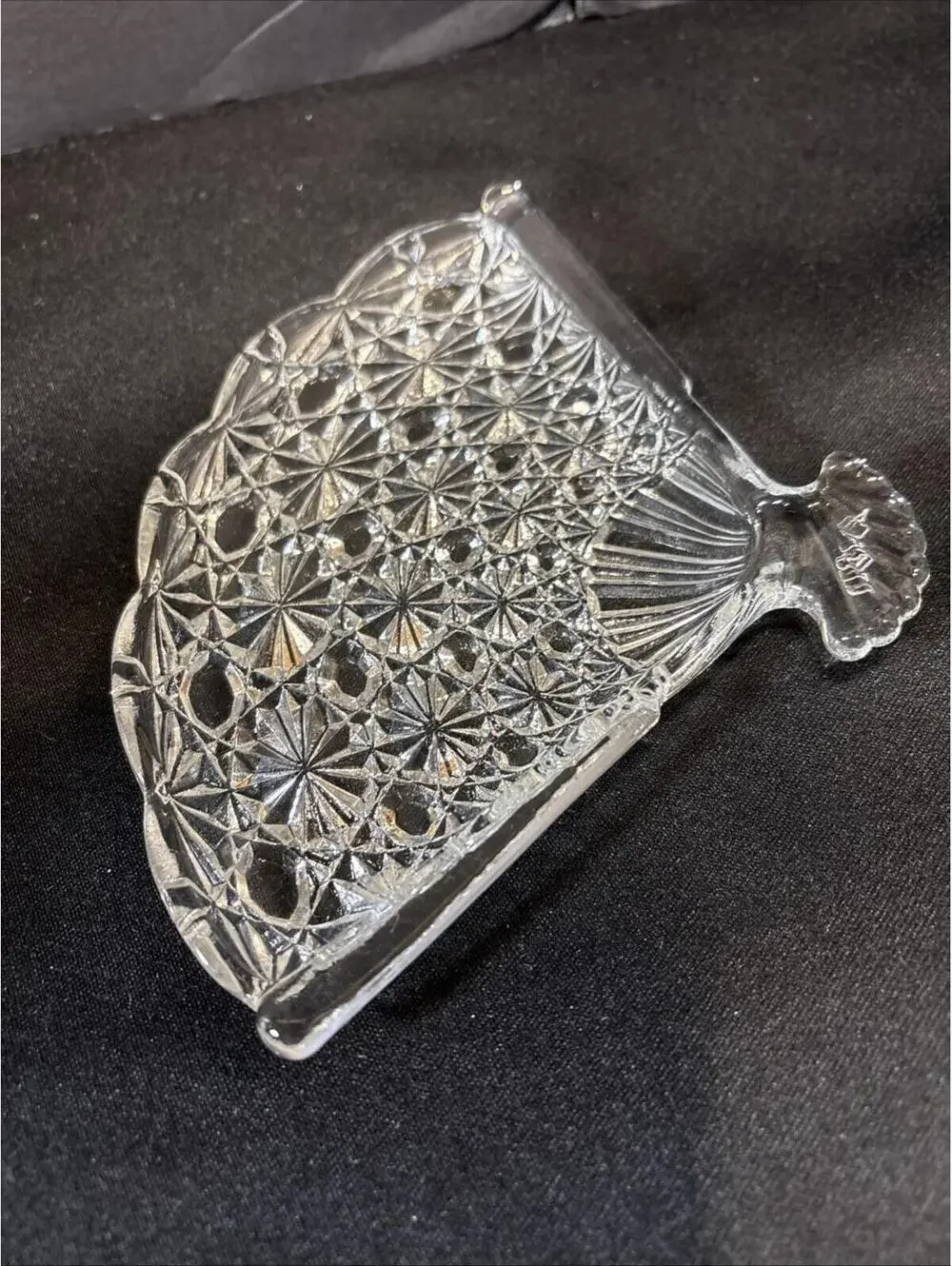 VTG Clear Glass Fan Plate Vanity Tray Trinket Dish Avon Great For Jewelry USA